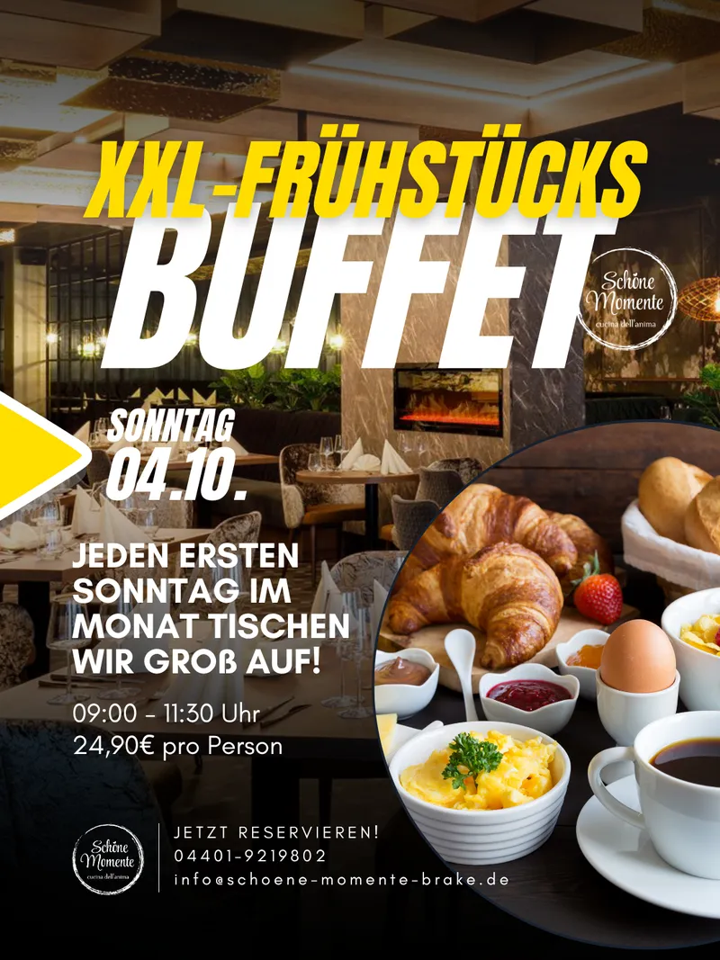 XXL-Frühstücksbuffet im Restaurant Schöne Momente am Sonntag, 4. Oktober 2026, 09:00 bis 11:30 Uhr