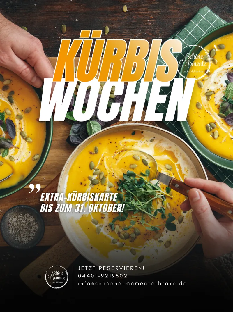 Kürbiswochen im Restaurant Schöne Momente, Extra-Kürbiskarte bis zum 31. Oktober